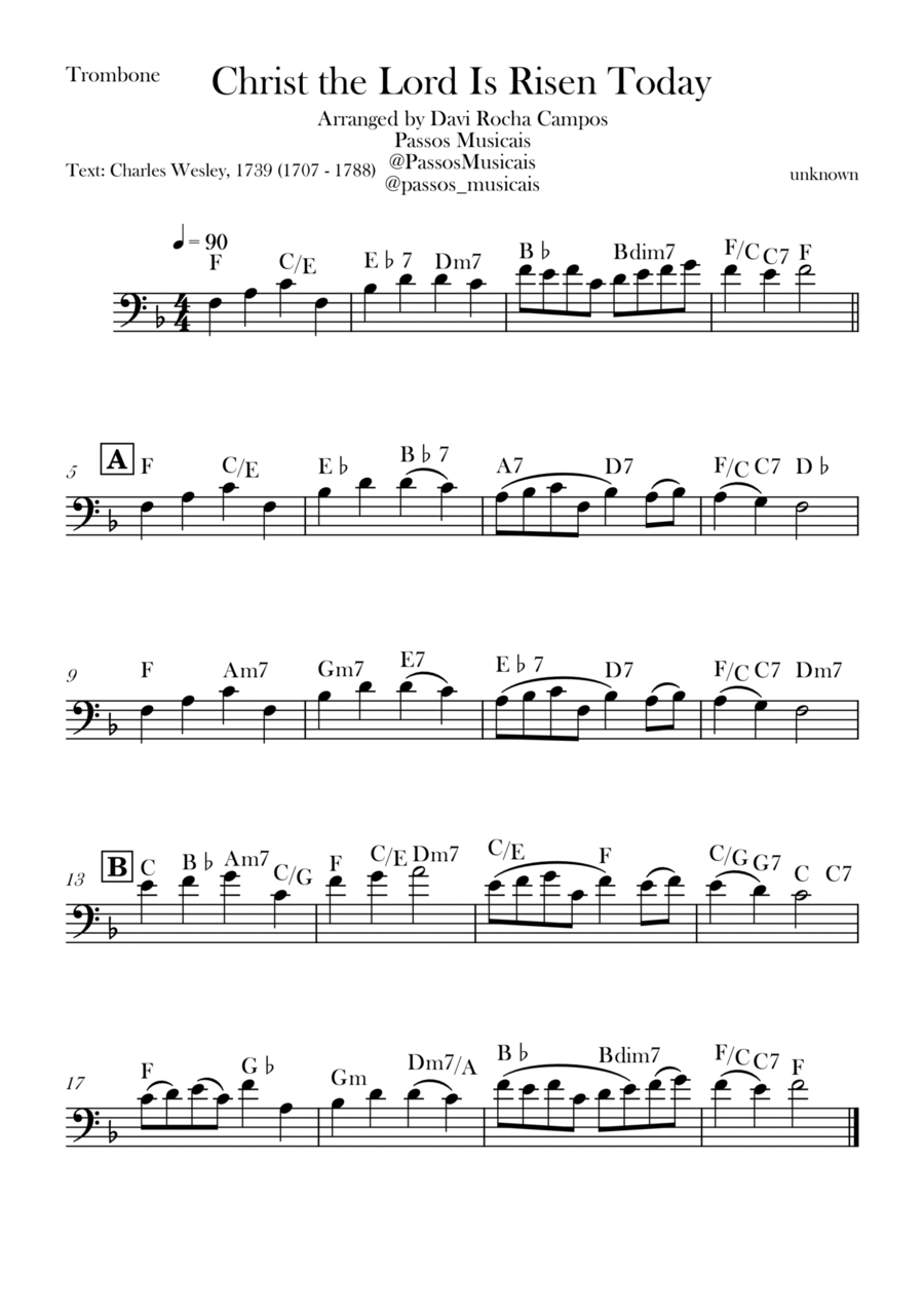 Christ the Lord is Rises today Trombone Solo scores gallery preview page 1