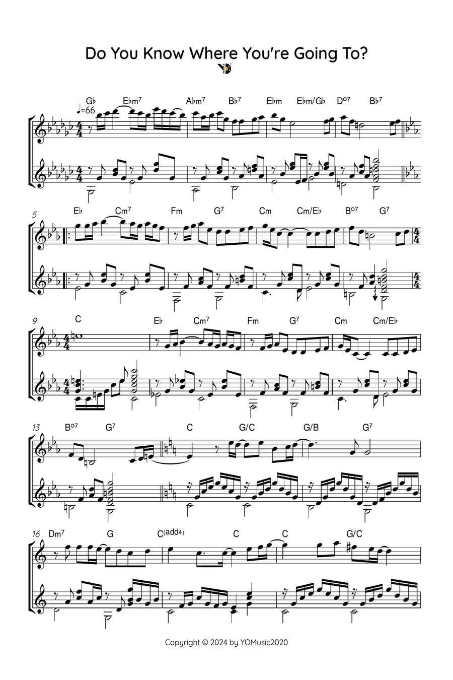 Do You Know Where You're Going To? Guitar Ensemble scores gallery preview page 1