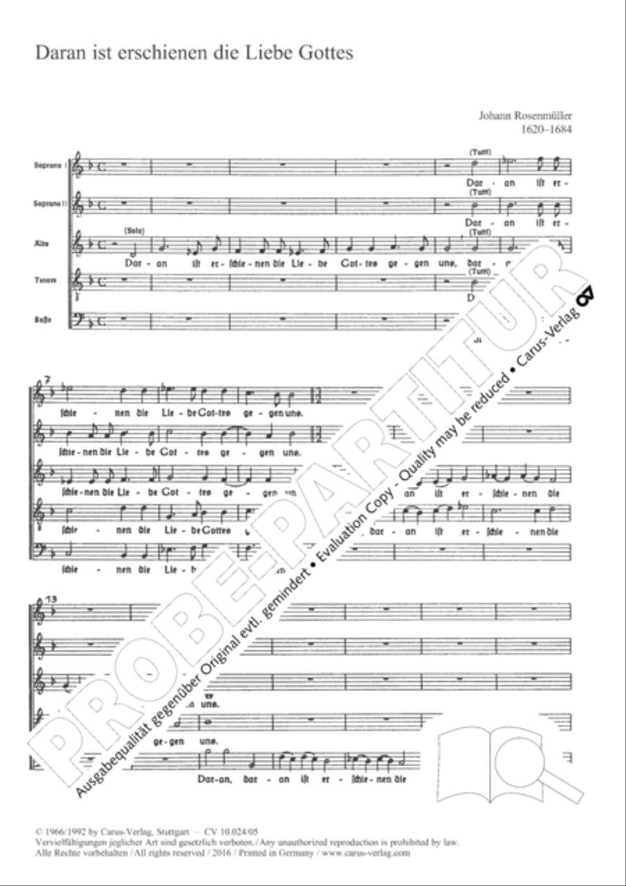 Thereby is revealed unto us the glory of God's favor (Daran ist erschienen die Liebe Gottes) SSATB scores gallery preview page 2