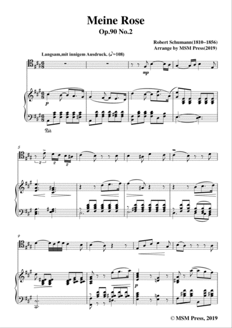 Schumann-Meine Rose,for Cello and Piano Piano scores gallery preview page 3