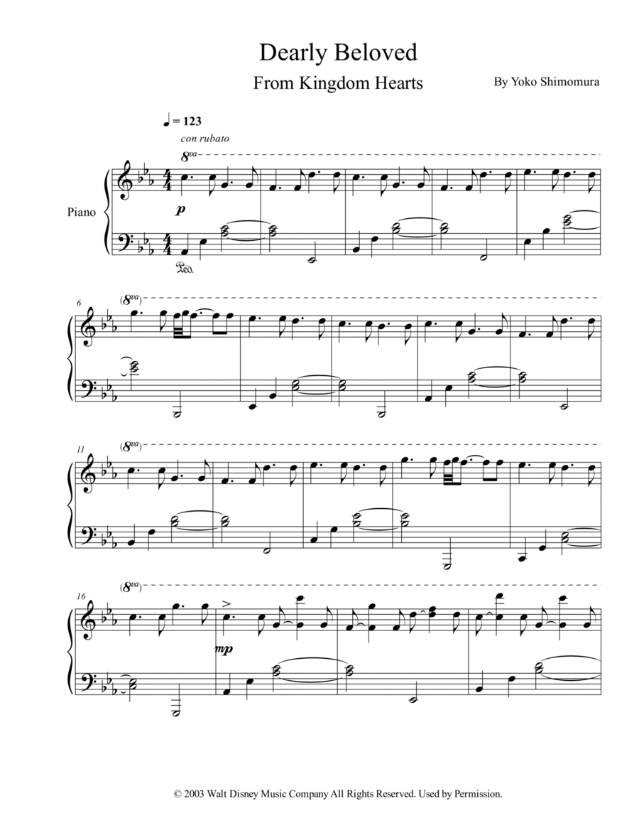 Dearly Beloved Piano Solo scores gallery preview page 1