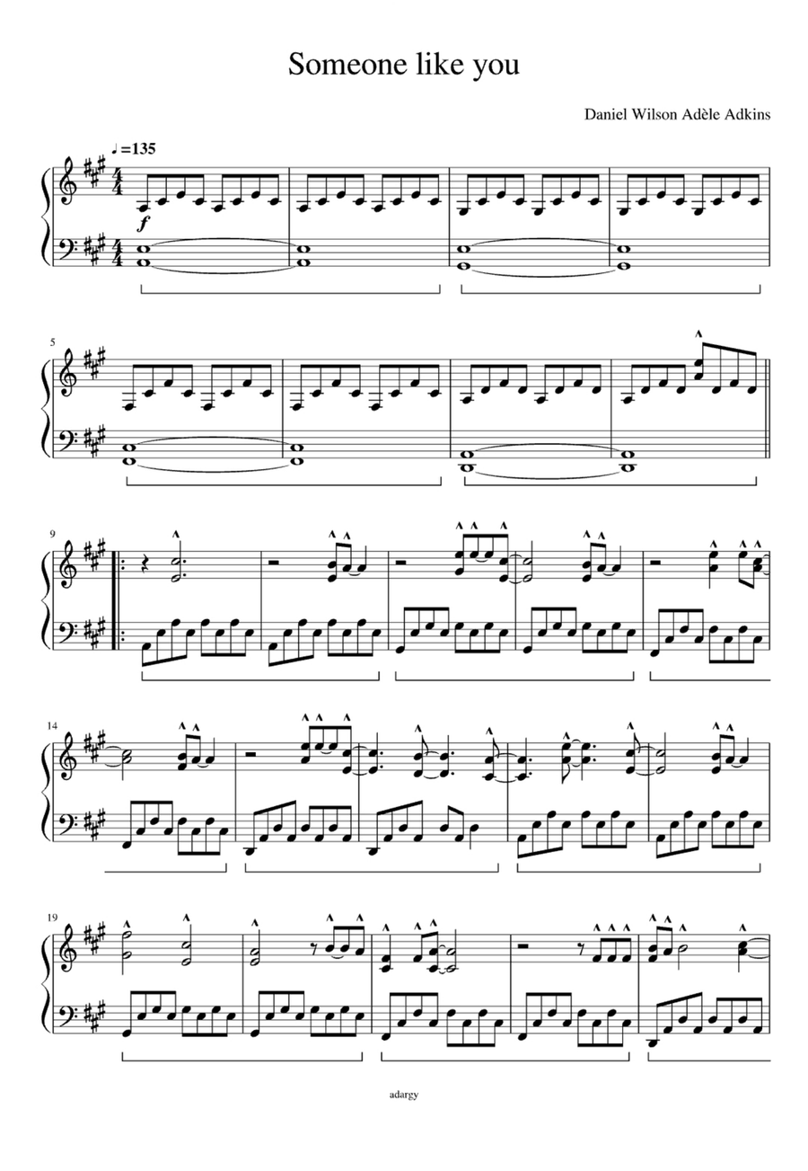 Someone Like You Easy Piano scores gallery preview page 1