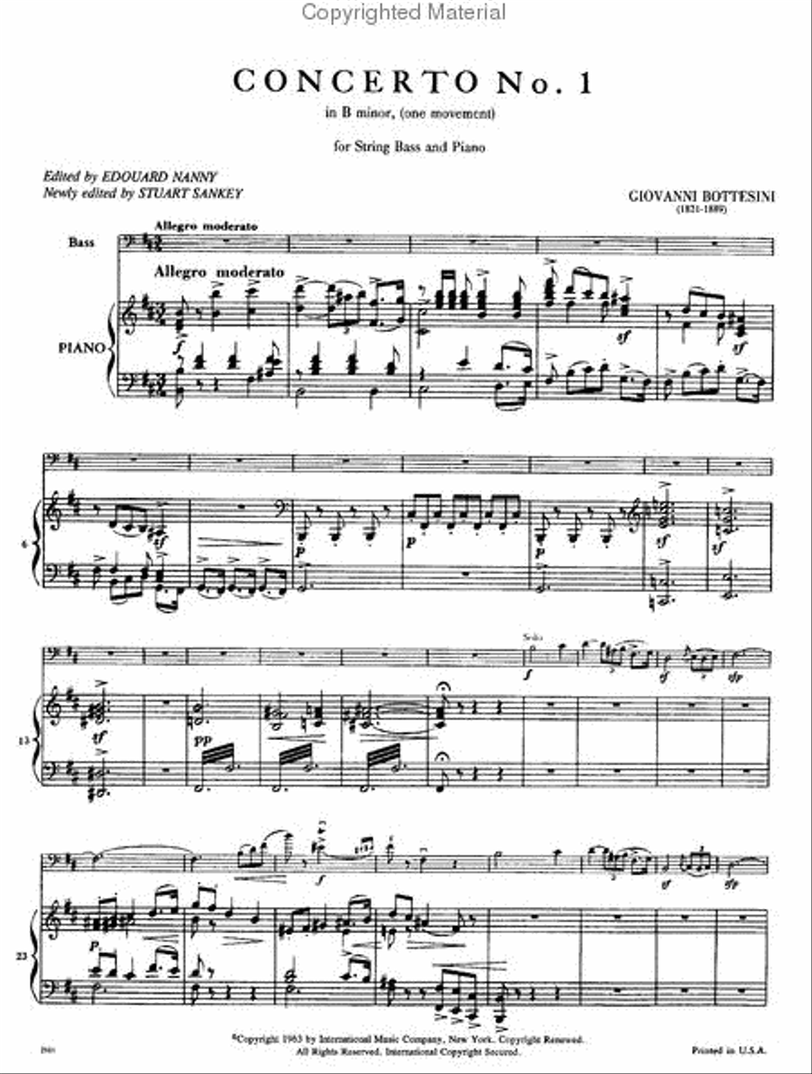 Concerto No. 1 In B Minor (One Movement) Double Bass scores gallery preview page 2