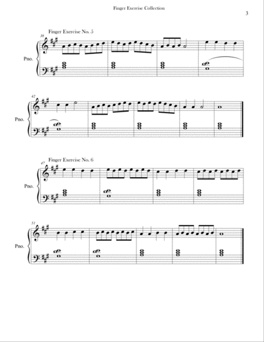 Finger Exercise Collection (24 exercises in A major) Piano Method scores gallery preview page 3