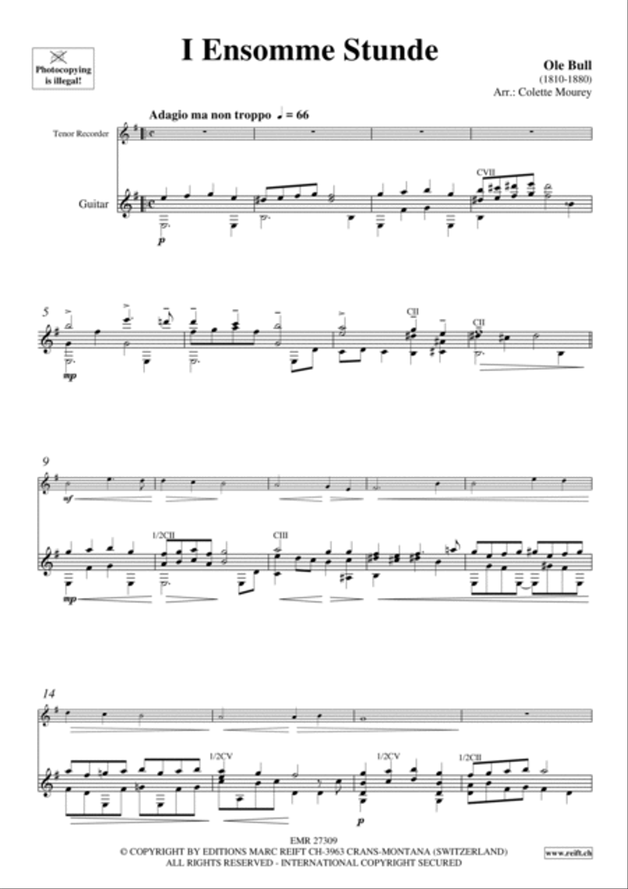 I Ensomme Stunde Tenor Recorder scores gallery preview page 3