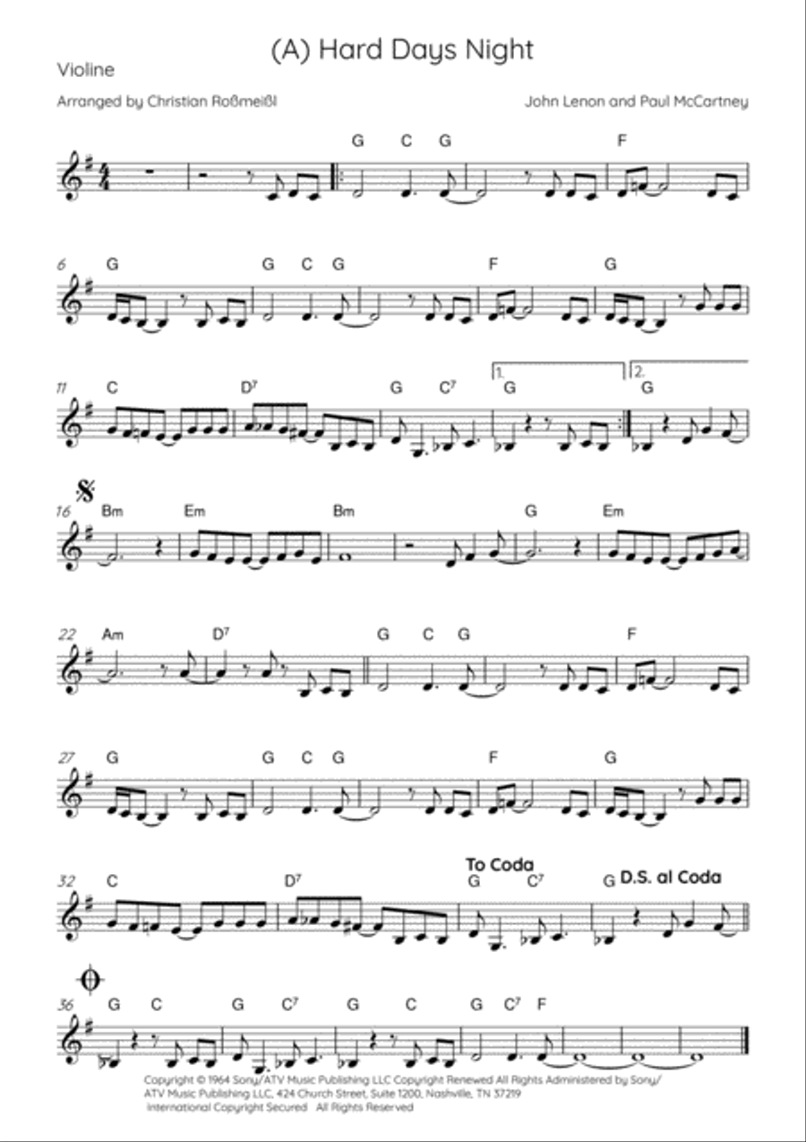 A Hard Day's Night String Quartet scores gallery preview page 2