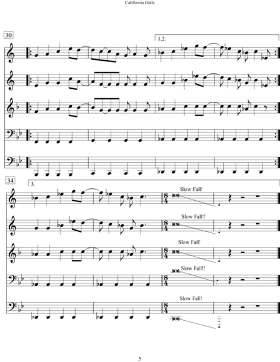 California Girls California Girls Brass Ensemble scores gallery preview page 5