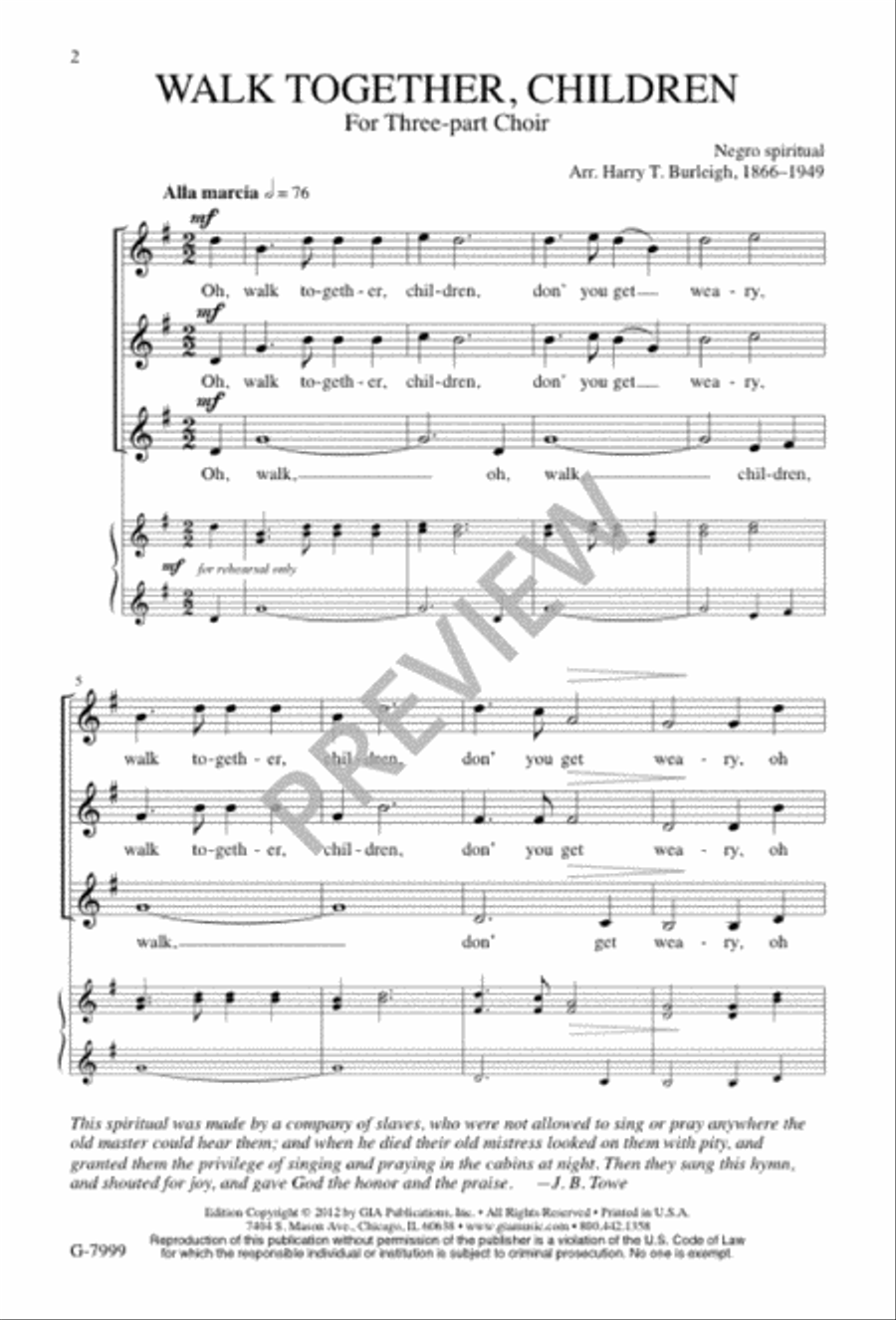 Walk Together, Children 3-Part scores gallery preview page 2