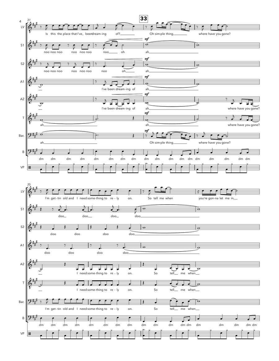Somewhere Only We Know A Cappella scores gallery preview page 4