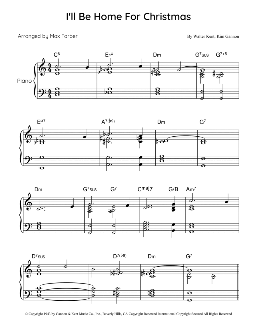 I'll Be Home For Christmas Piano Solo scores gallery preview page 1