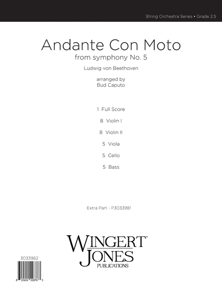 Beethoven : Andante con Moto from Symphony #5 - Score