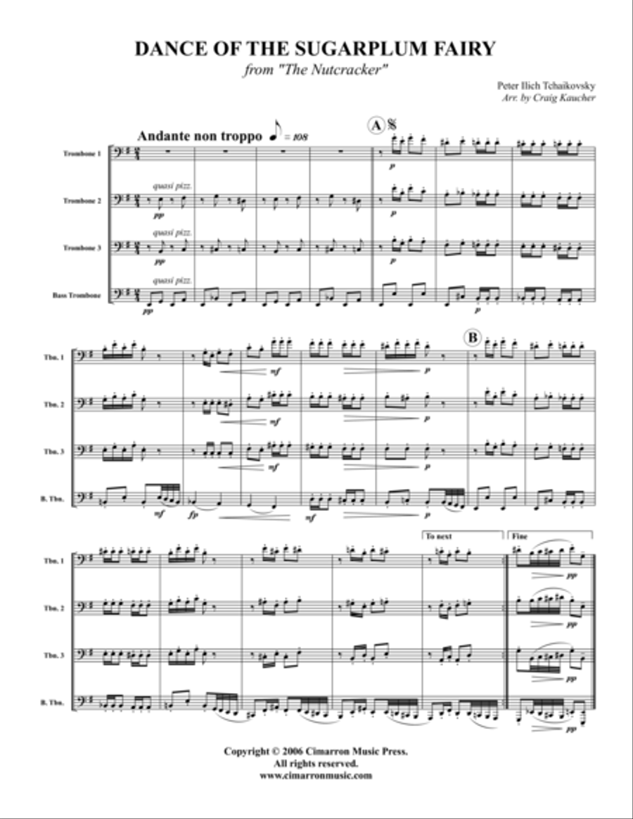 Dance of the Sugarplum Fairy, from The Nutcracker Trombone Quartet scores gallery preview page 1