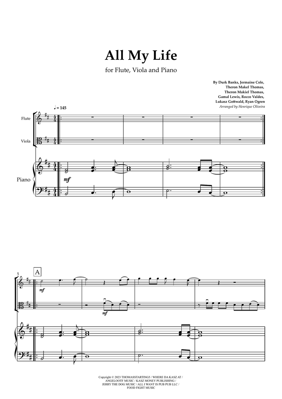 All My Life All My Life Chamber Music scores gallery preview page 1