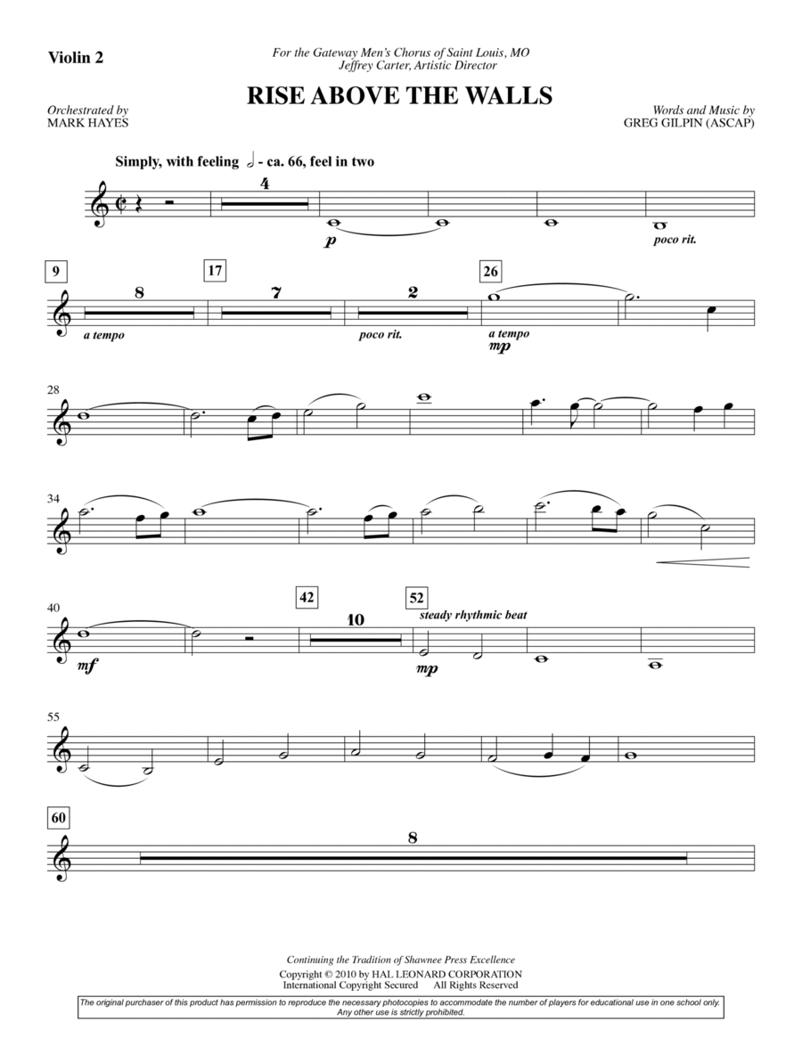 Rise Above The Walls - Violin 2 Choir scores gallery preview page 1