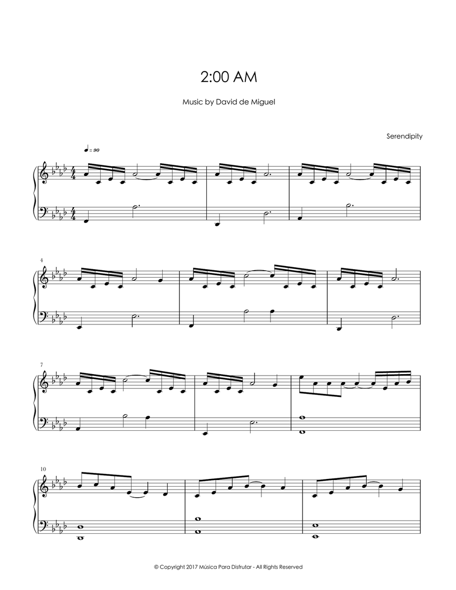 2.00 AM Piano Solo scores gallery preview page 1