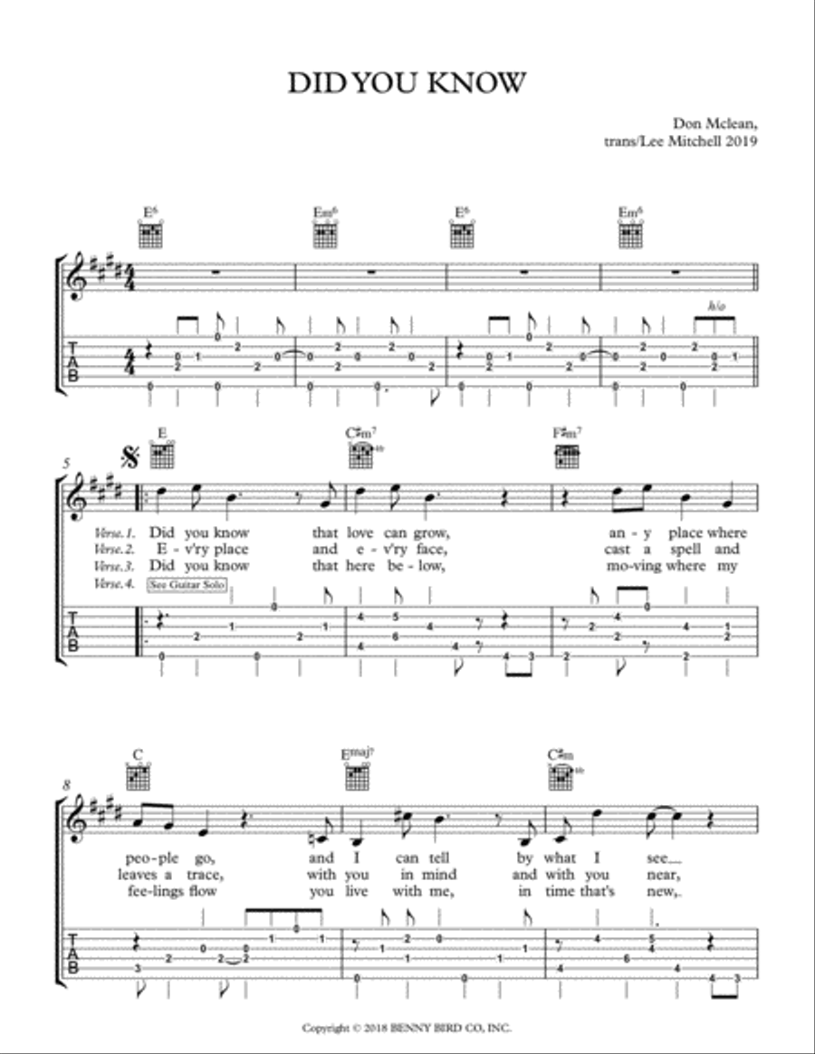 Did You Know Guitar scores gallery preview page 1