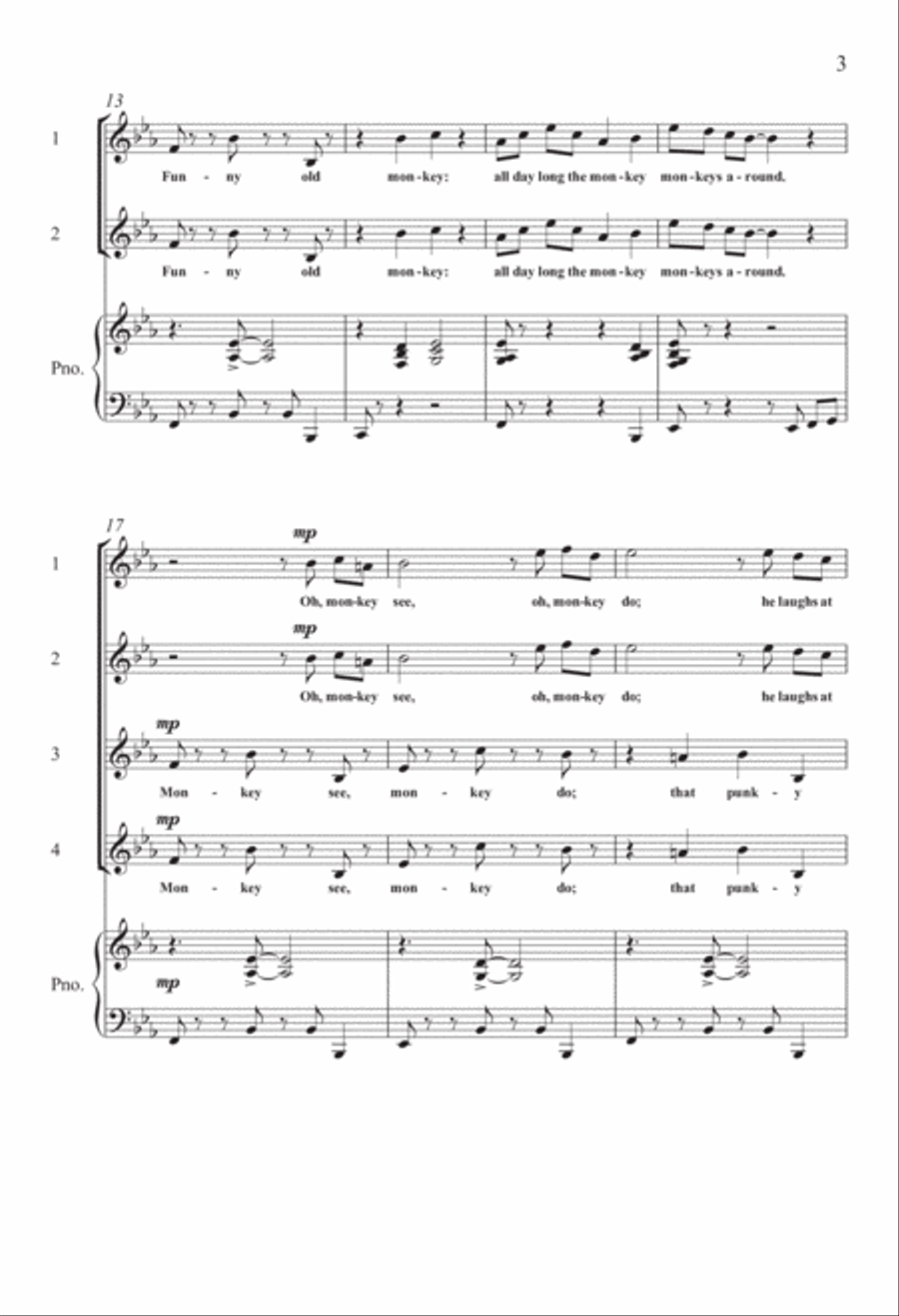 A Trip to the Zoo: 4. Monkey Business 4-Part scores gallery preview page 2