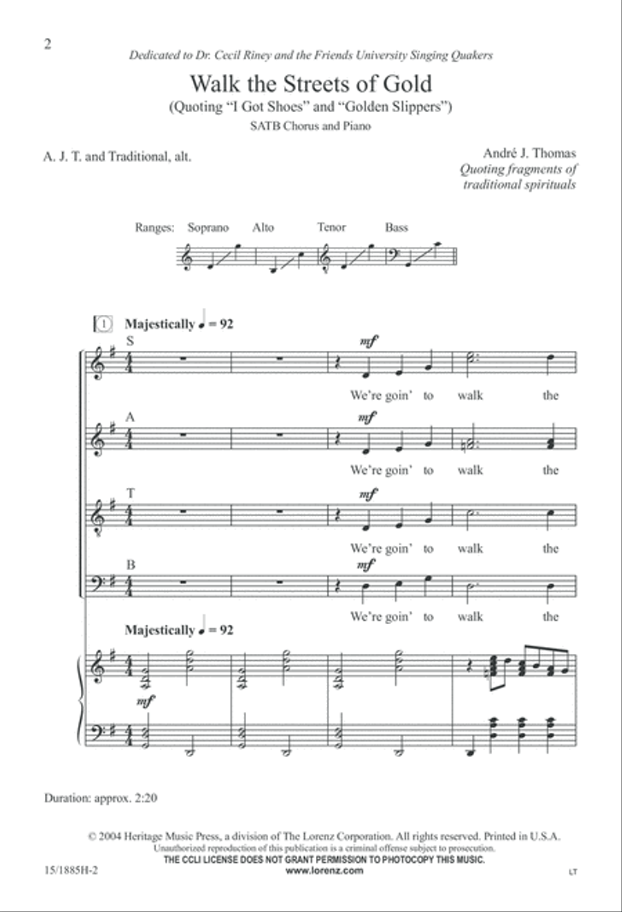Walk the Streets of Gold Walk the Streets of Gold 4-Part scores gallery preview page 1
