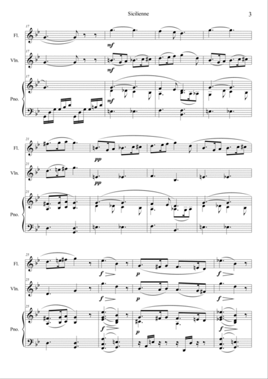 Sicilienne for Cello & Piano Op. 78 Flute scores gallery preview page 3