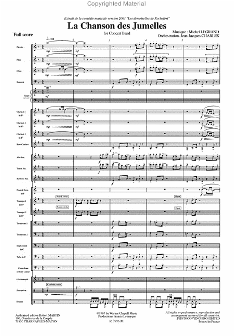Chanson des Jumelles (la) Concert Band scores gallery preview page 2