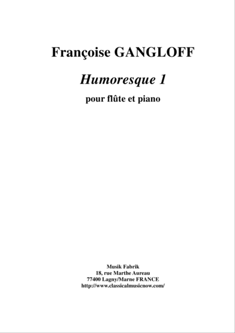 Françoise Gangloff: Homoresque 1 for flute and piano Flute Solo scores gallery preview page 1