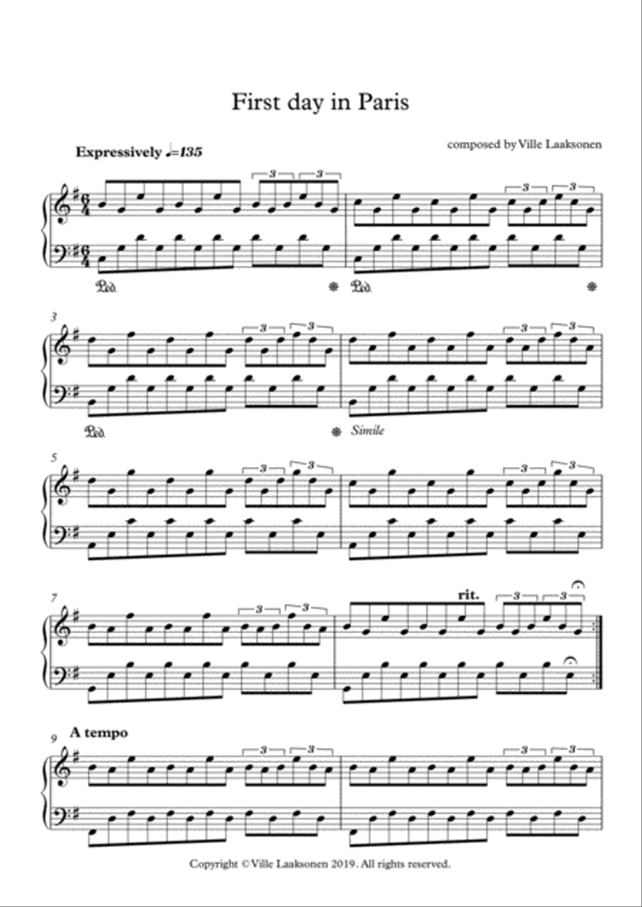 First Day in Paris First Day in Paris Piano Solo scores gallery preview page 1
