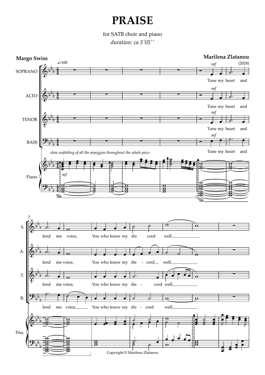 PRAISE for SATB Choir and Piano 4-Part scores gallery preview page 1