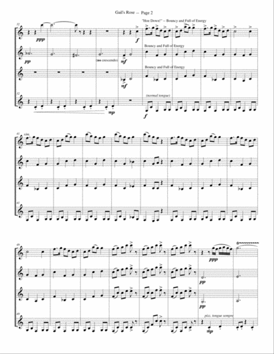 Gail's Rose (Clarinet Quartet) Clarinet Quartet scores gallery preview page 2