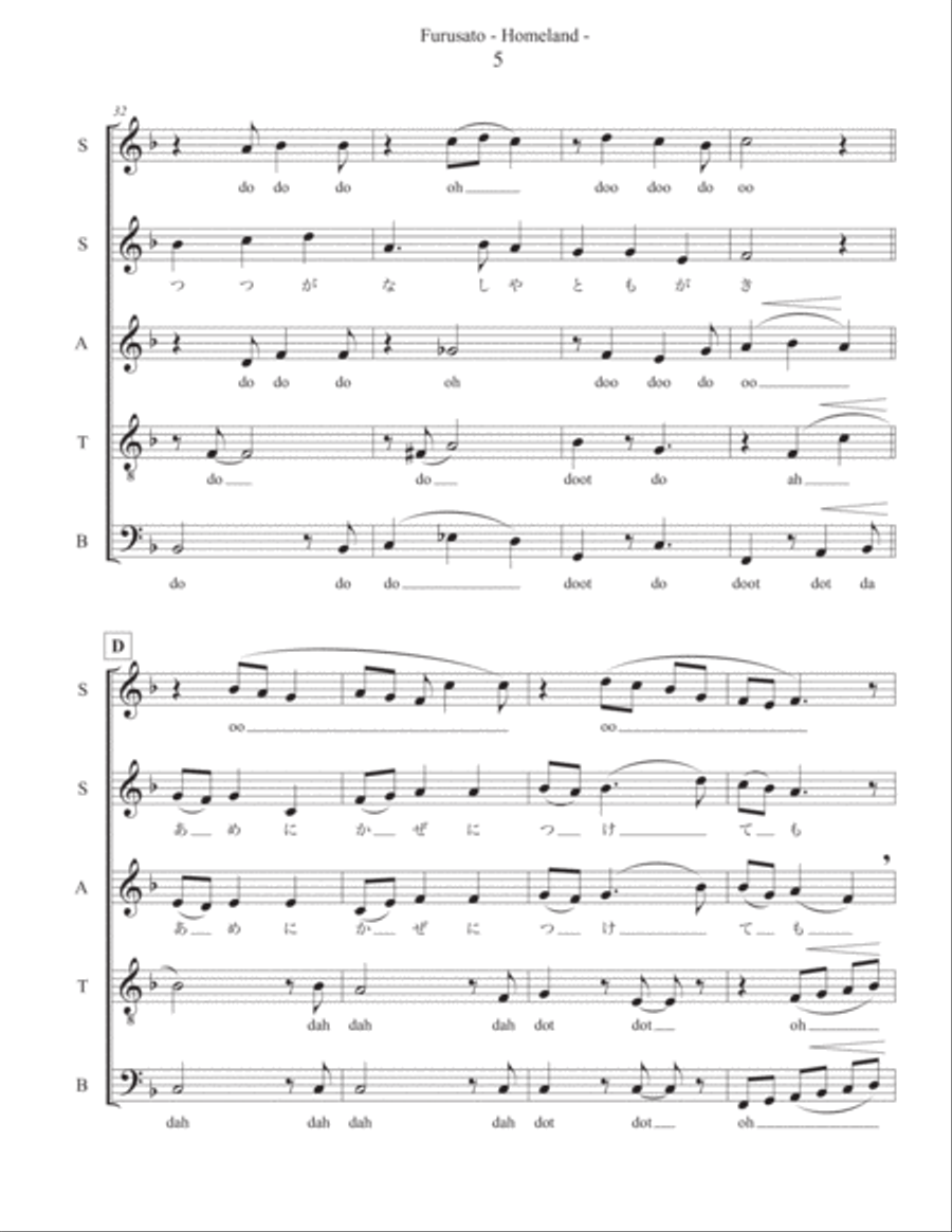 Furusato - Homeland - SSATB Acappella Divisi scores gallery preview page 5