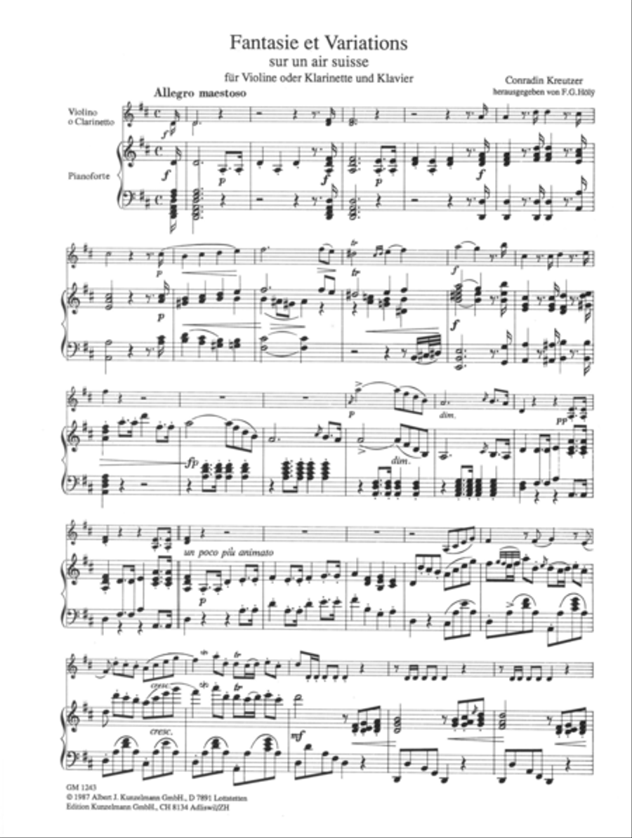 Fantasie et variations sur un air suisse Clarinet scores gallery preview page 2