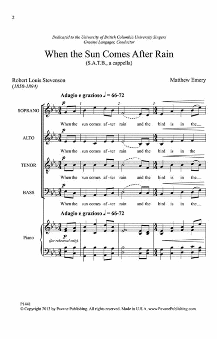 When the Sun Comes After Rain 4-Part scores gallery preview page 2