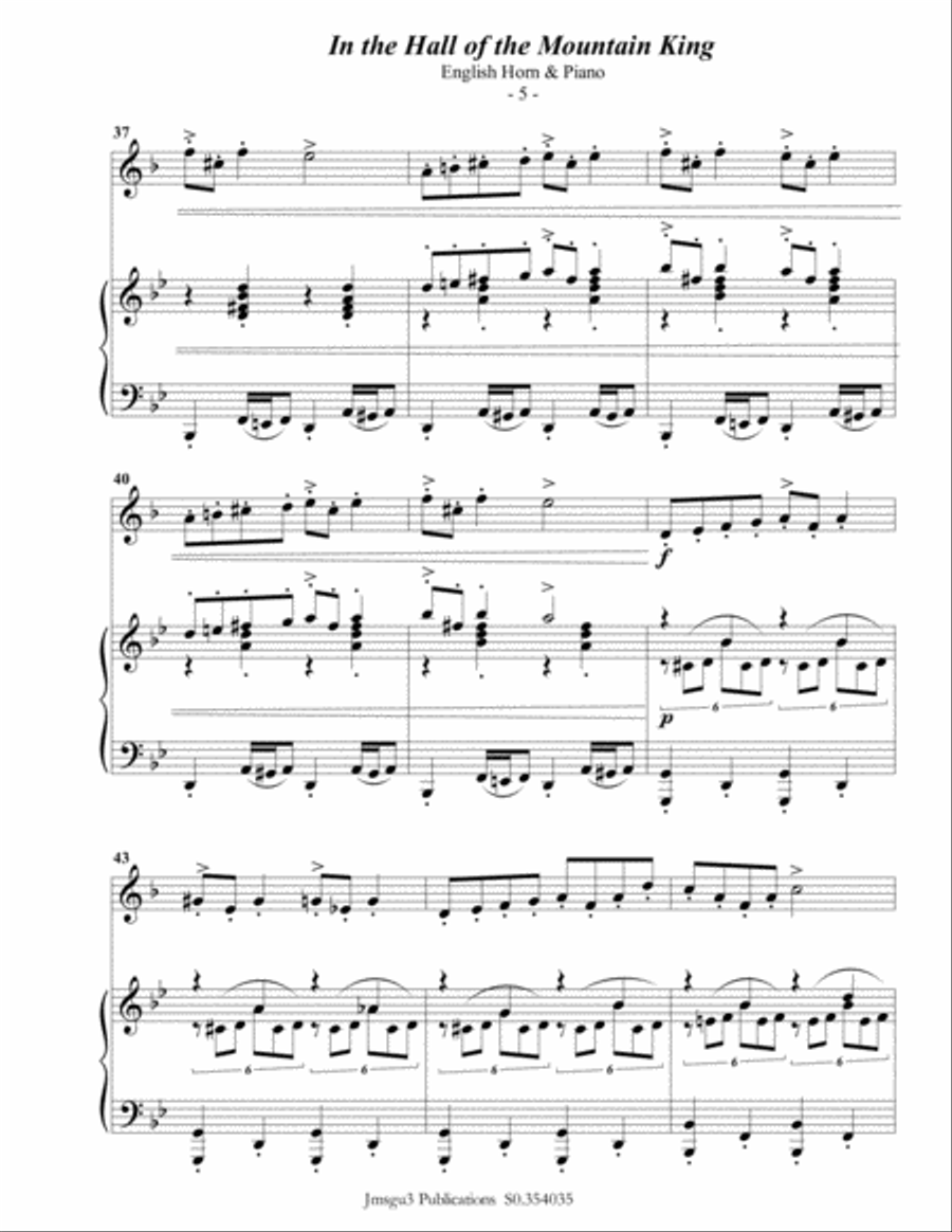 Grieg: Hall of the Mountain King from Peer Gynt Suite for English Horn & Piano English Horn scores gallery preview page 6