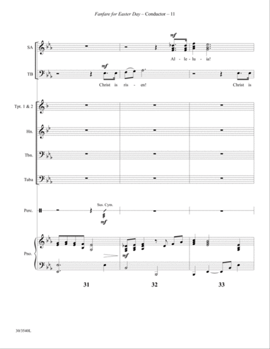 Fanfare for Easter Day - Brass Quintet and Percussion Score and Parts Choir scores gallery preview page 13