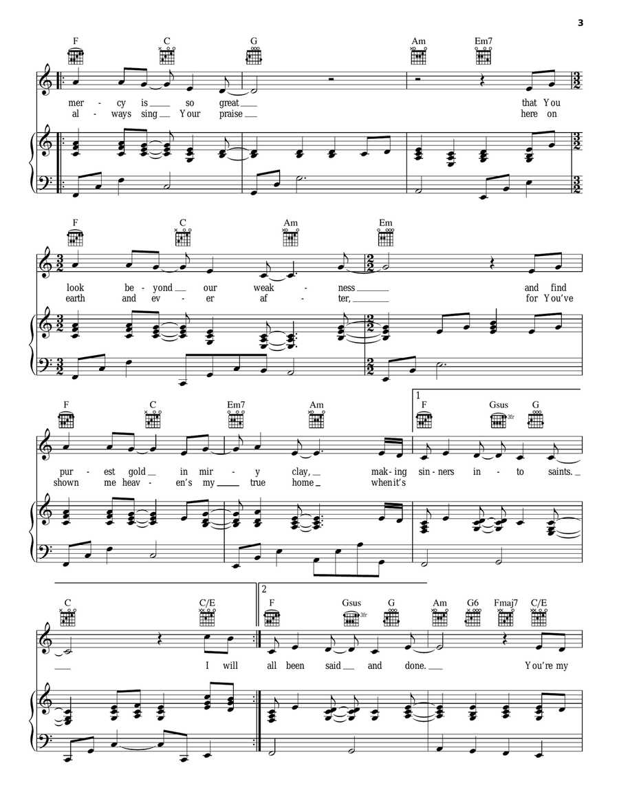 When It's All Been Said And Done Piano, Vocal, Guitar scores gallery preview page 3