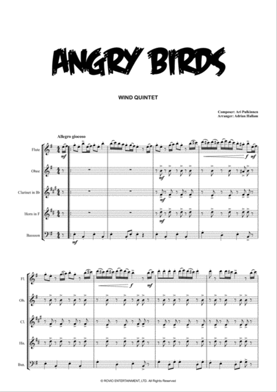 Angry Birds Theme Angry Birds Theme Woodwind Quintet scores gallery preview page 2