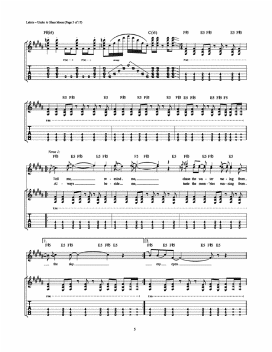 Under a Glass Moon Under a Glass Moon Electric Guitar scores gallery preview page 5