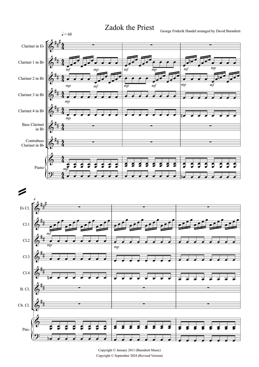 Zadok the Priest for Clarinet Choir