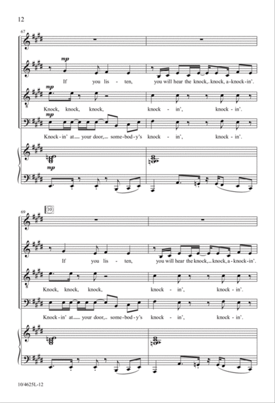 Somebody's Knockin' at Your Door 4-Part scores gallery preview page 12