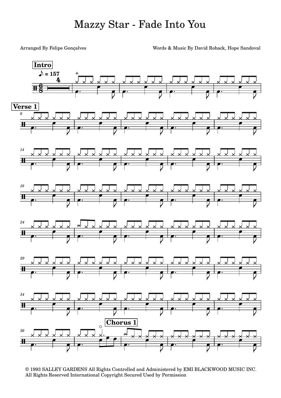 Fade Into You Drum Set scores gallery preview page 1