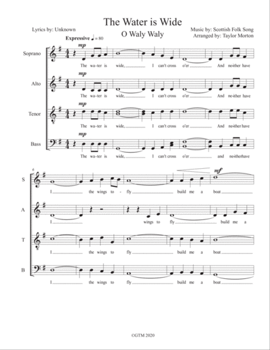 The Water is Wide 4-Part scores gallery preview page 1