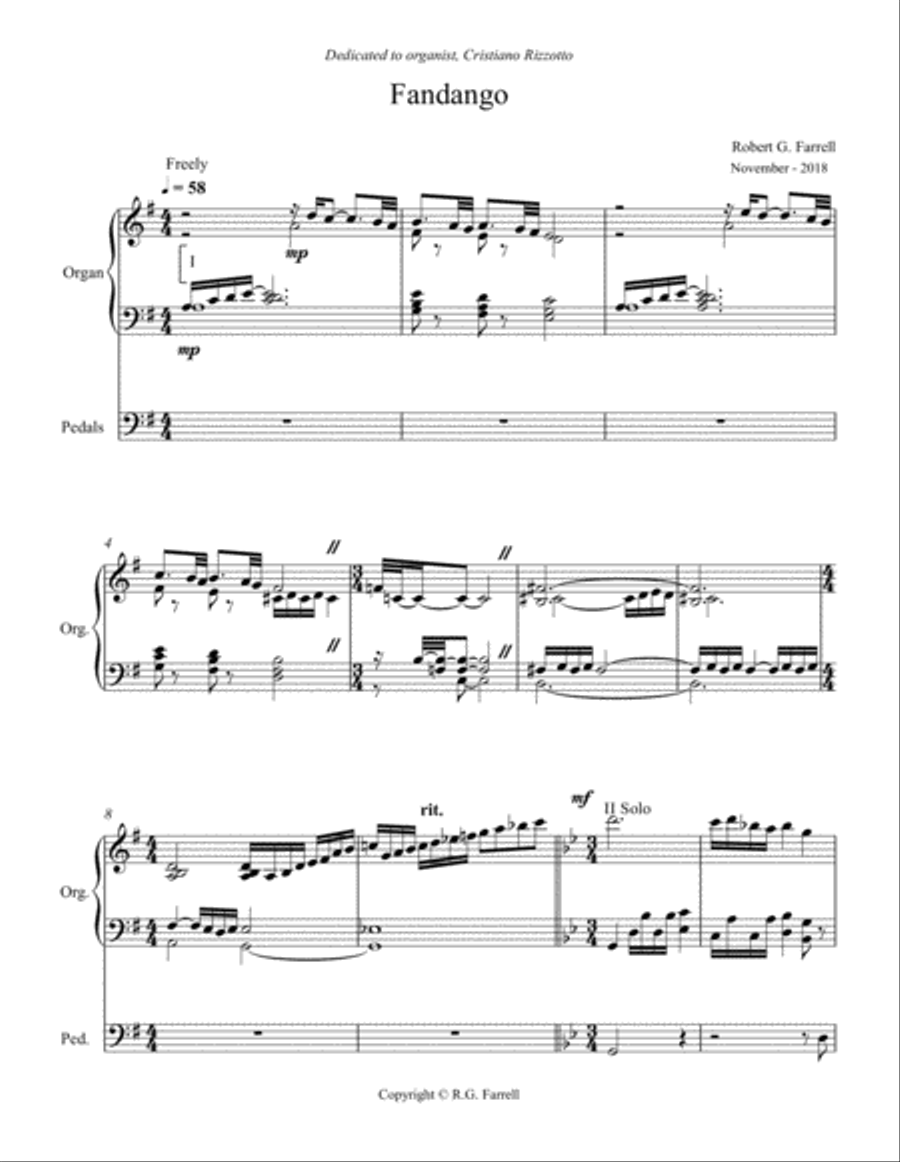 Fandango Organ Solo scores gallery preview page 1