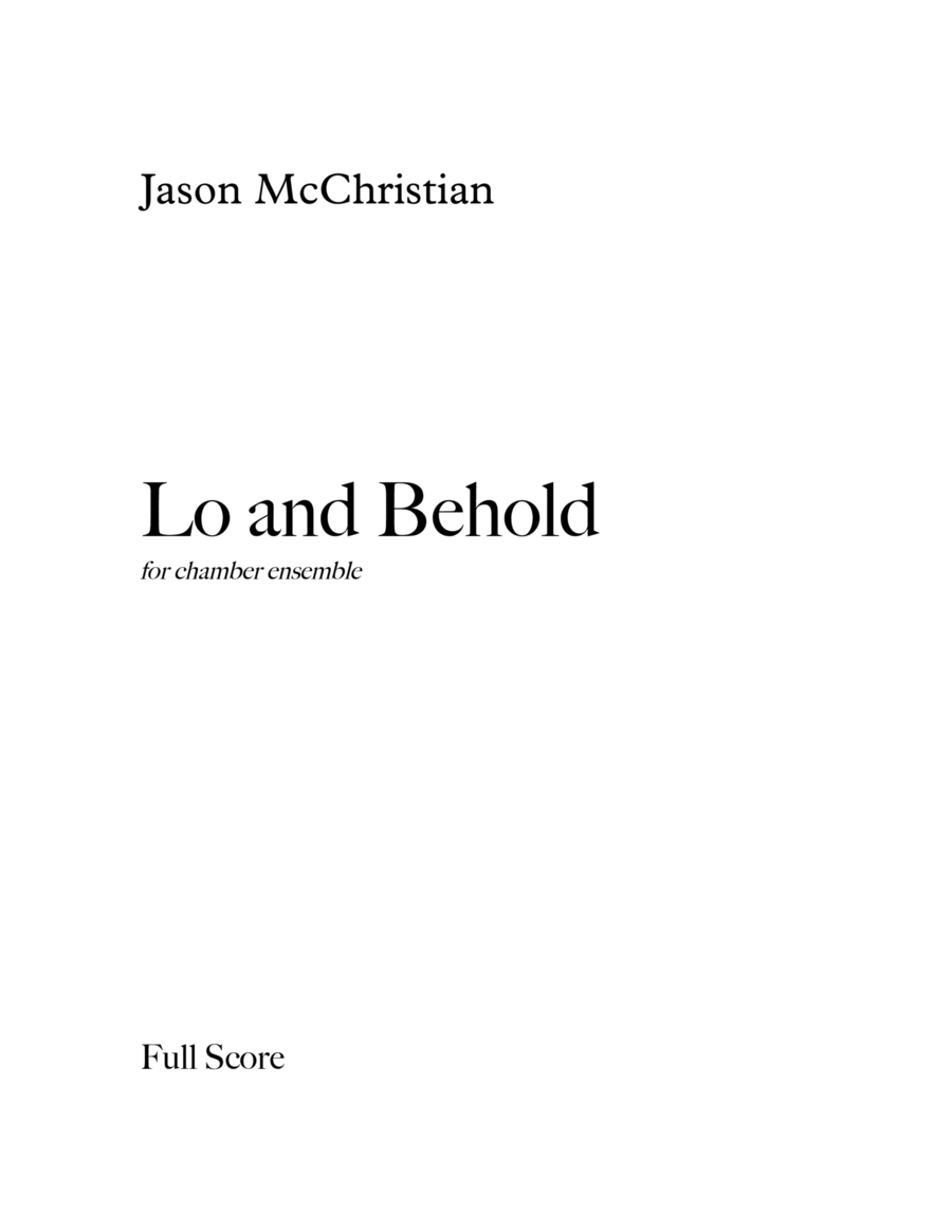 Lo and Behold - for chamber ensemble Large Ensemble scores gallery preview page 1