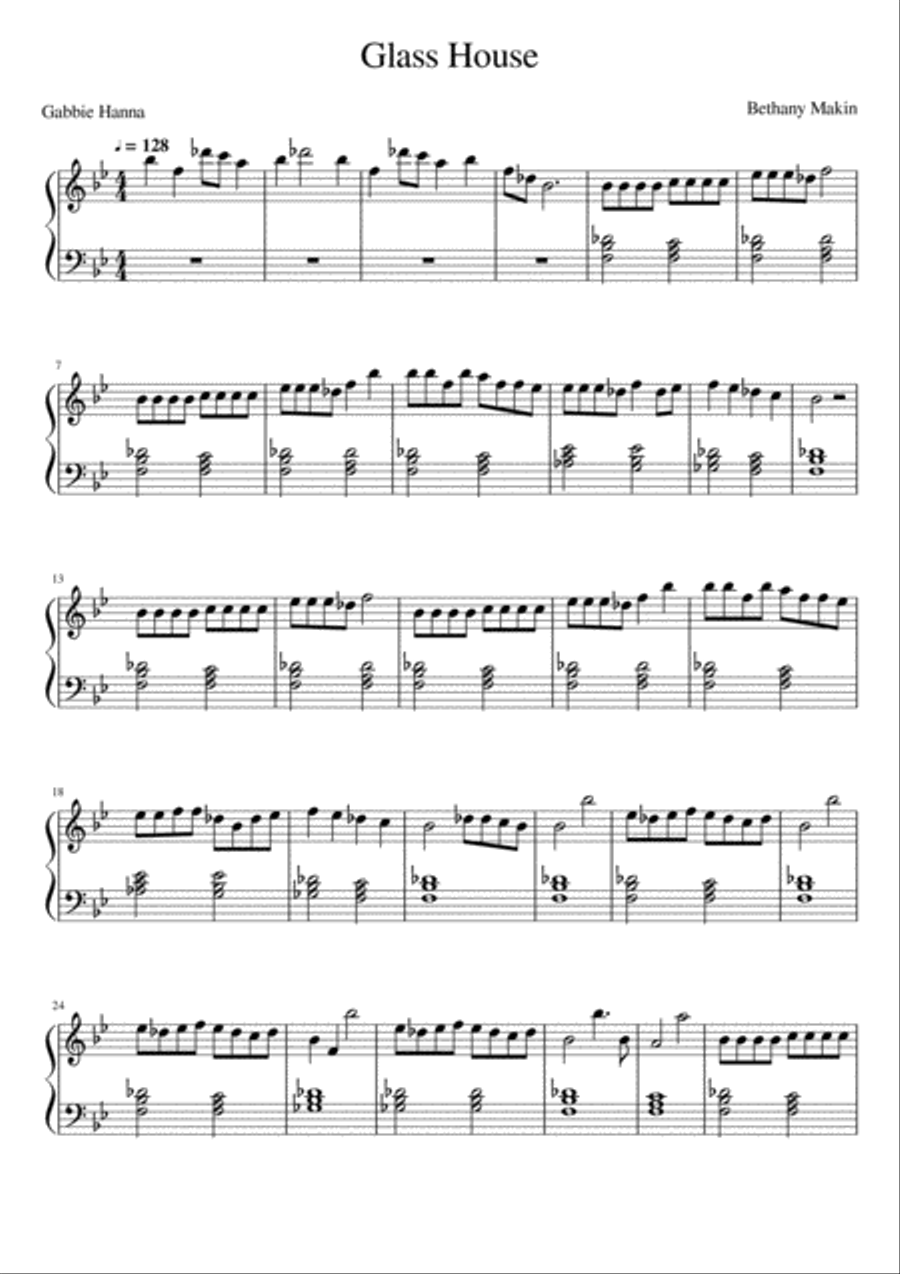 Glass House Piano Solo scores gallery preview page 1