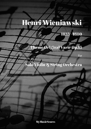 Book cover for Wieniawski Theme original varié Op.15 for Violin and String Orchestra