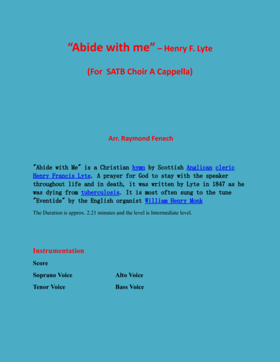 Abide With Me - Henry F.Lyte -SATB A Cappella image number null