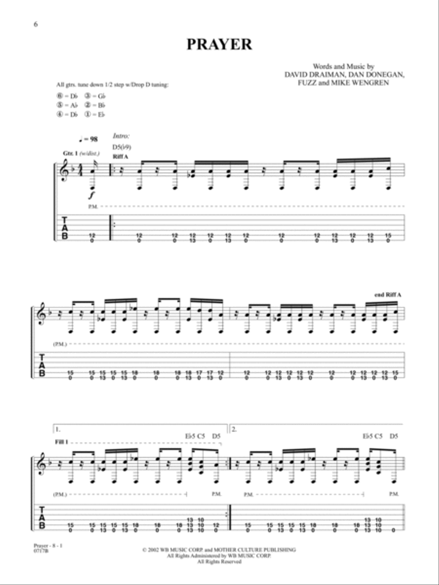 Prayer Guitar Tablature scores gallery preview page 1