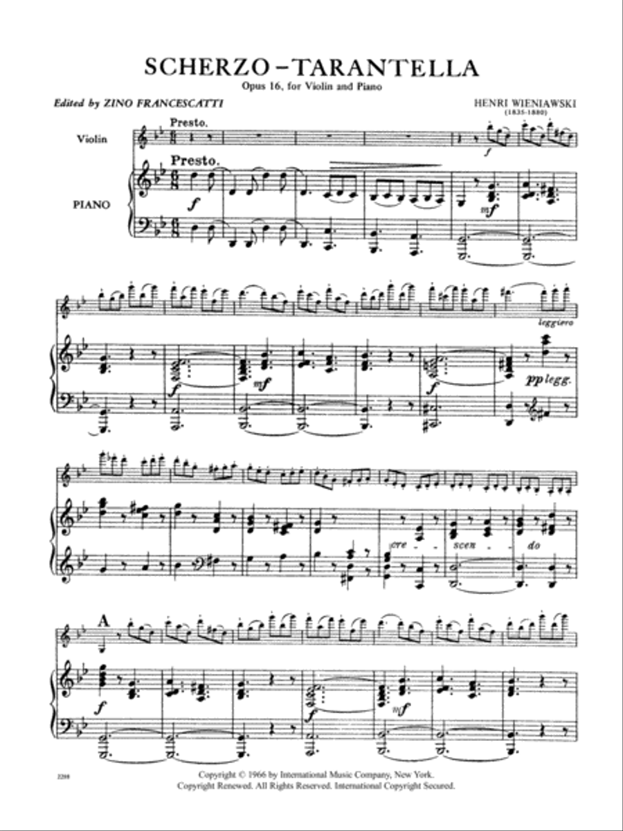 Scherzo-Tarantella, Opus 16 Violin Solo scores gallery preview page 2