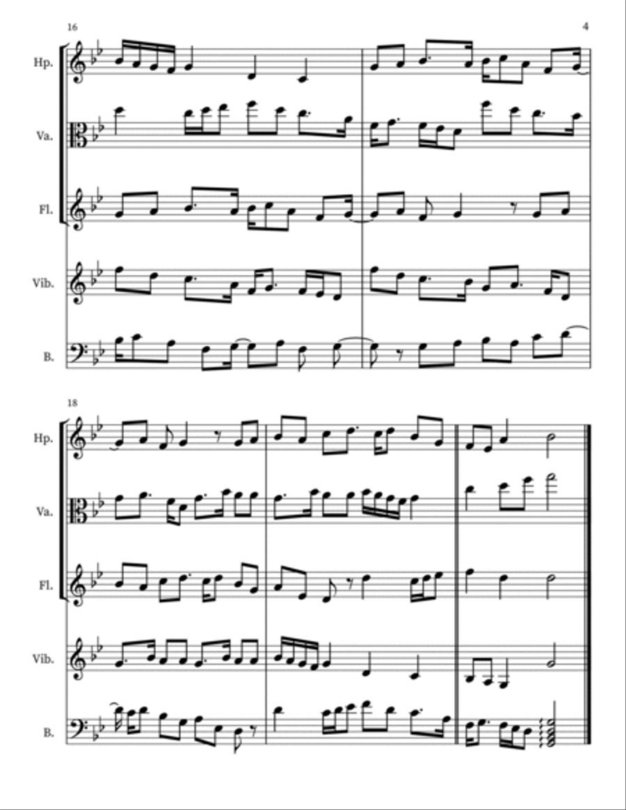 Z 135 for harp, viola, flute & vibraphone Flute scores gallery preview page 4