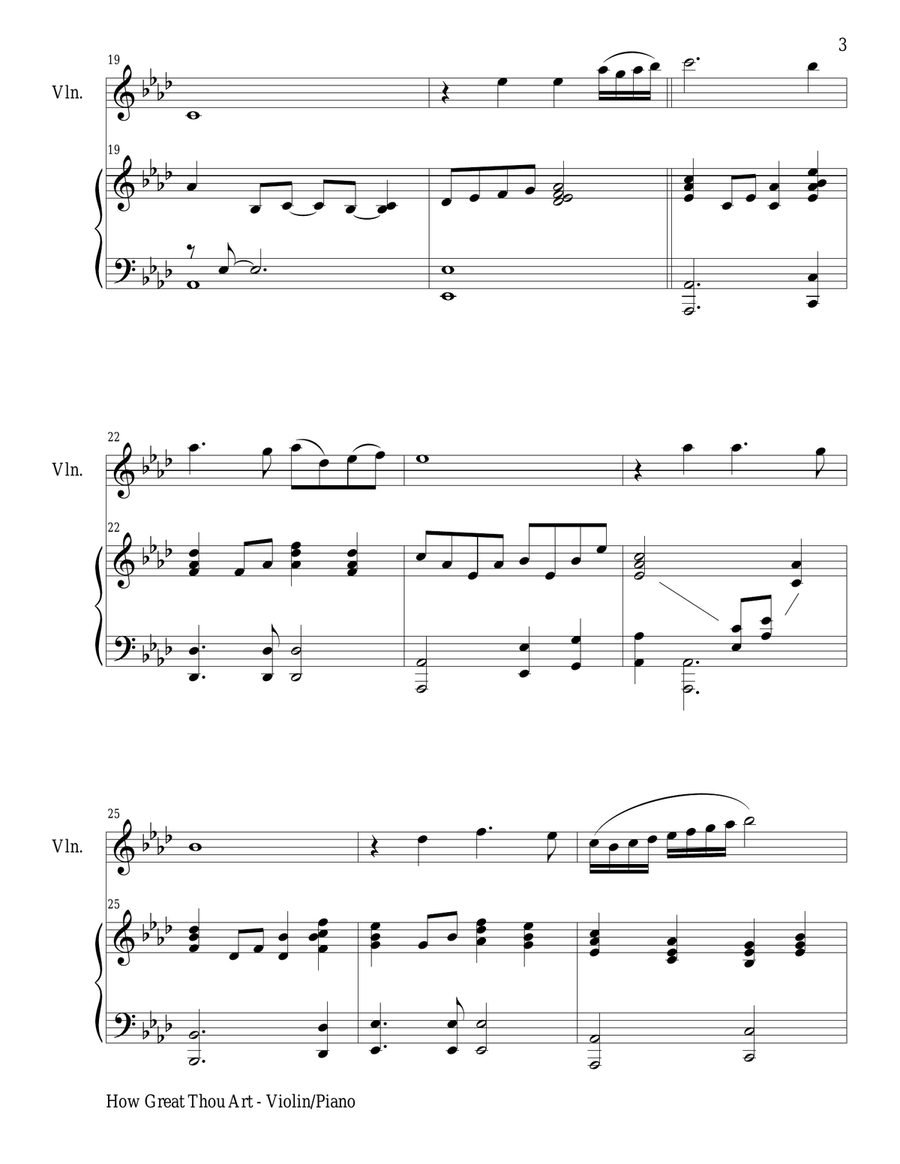 HOW GREAT THOU ART (For Violin and Piano with Score\Part) Violin Solo scores gallery preview page 4