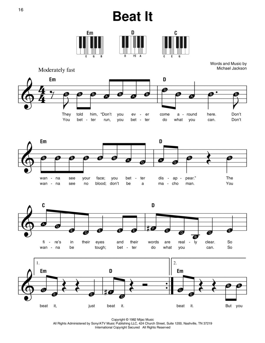Beat It Easy Piano scores gallery preview page 1